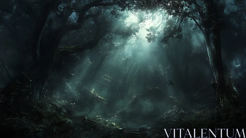 Enchanted Forest Clearing with Ethereal Light Rays.