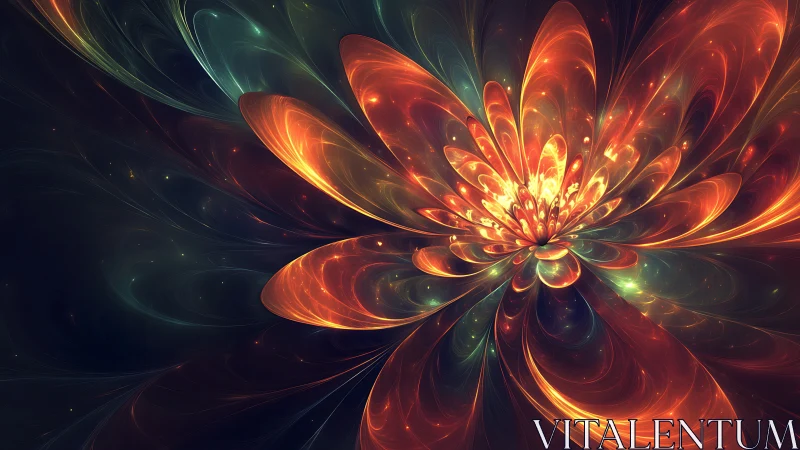 Fractal fire flower explodes with luminous cosmic energy.