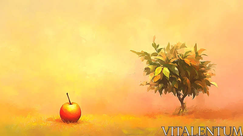 Sunlit apple and dreaming tree in a glowing golden hush.