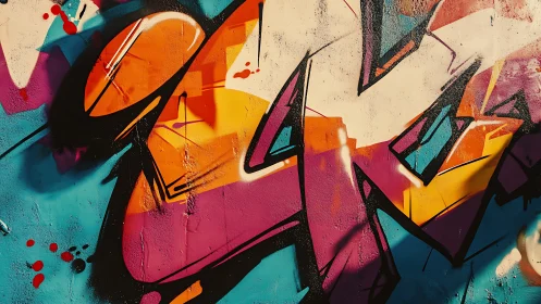 Sunlit graffiti geometry explodes in neon color shards on concrete.