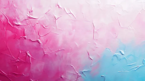 Impasto gradient abstraction explores pink to cyan chromatic drift