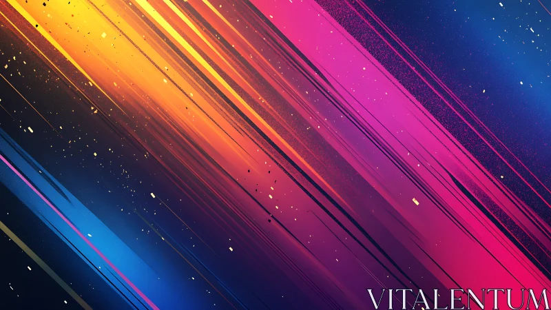 Diagonal neon streaks over deep blue gradient sky.