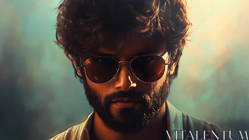 Moody portrait captures a confident man in warm glowing light