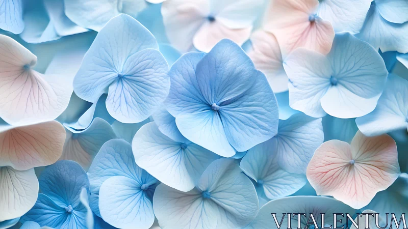 Macro study of pastel hydrangea petals with soft depth gradients