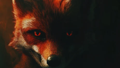 Cinematic close-up of a fox rendered in dramatic low-key lighting