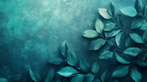 Verdant teal foliage against textured abstract wall background.
