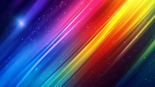 Prismatic light trails streak across cosmic neon dusk.