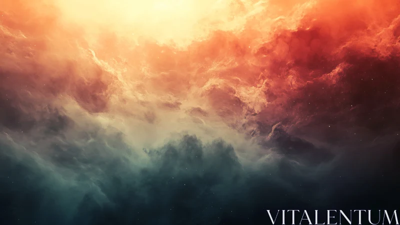 Nebular skyscape with radiant orange and teal diffusion.