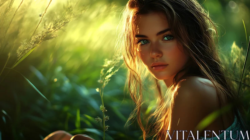 Golden hour daydream in a quiet garden of tall grass.