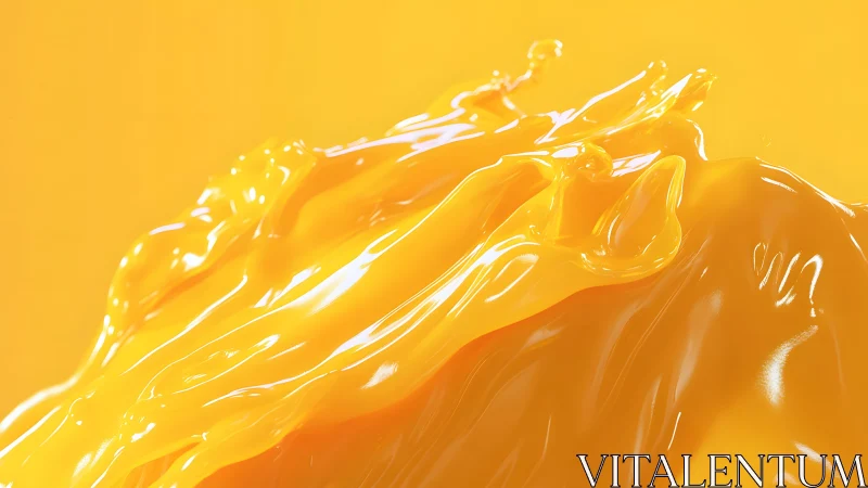 Abstract splash of glossy yellow paint in vibrant 3D style.