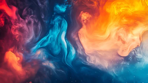 Bilateral fluid dynamics of red-blue nebula clouds in high contrast