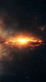 Stellar nebula disk with central luminous core in deep space