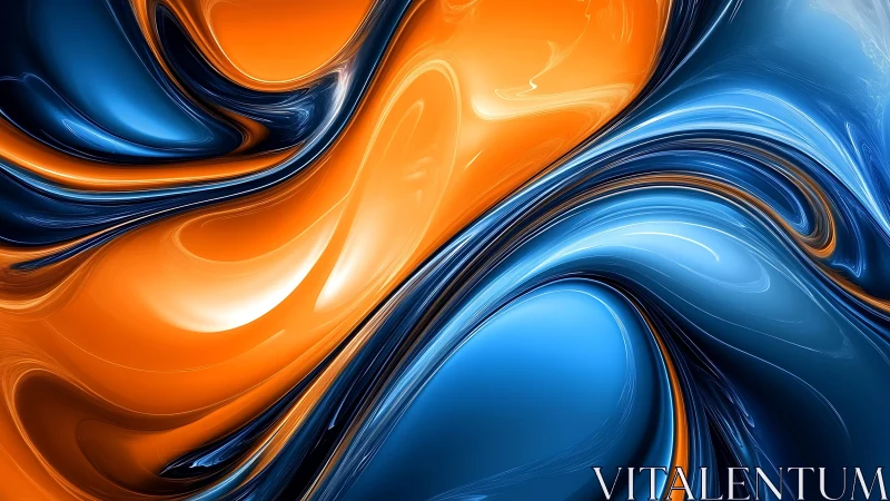 Molten blue and orange currents swirling in quiet harmony.