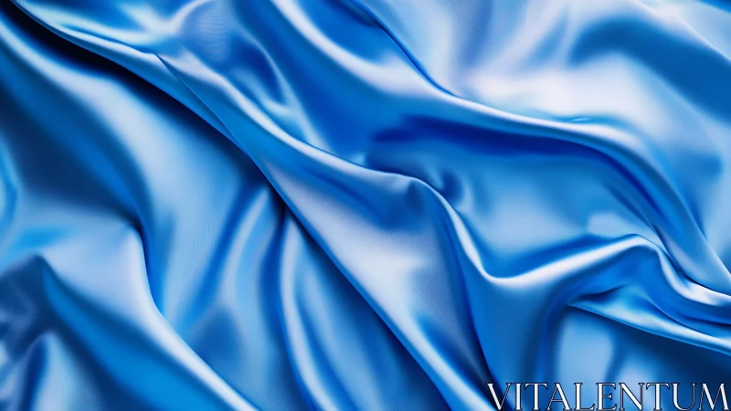 Satin blue fabric folds with high-gloss reflective highlights.