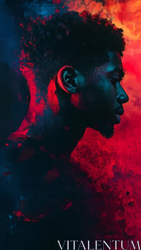 Sideways starlight carves a portrait from neon twilight