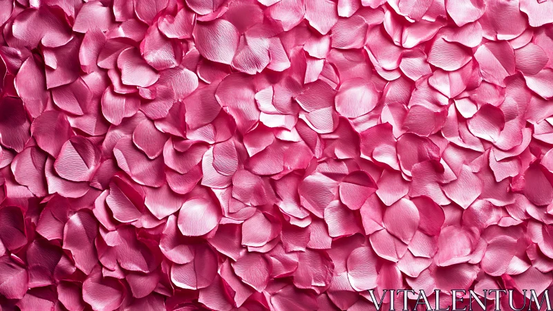 Pink rose petals arranged in dense layered composition showing depth variation