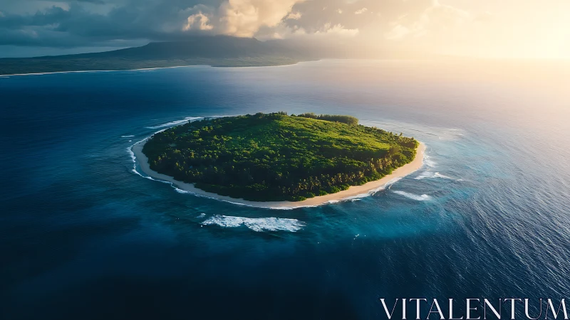 Emerald Island Paradise Surrounded by Turquoise Waters