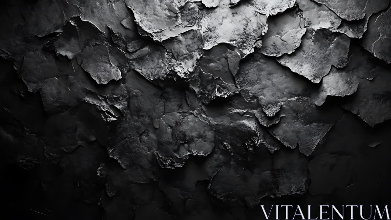 Layered black slate texture reveals sculpted abstract relief