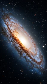 Spiral galaxy with bright core and dense blue star field.