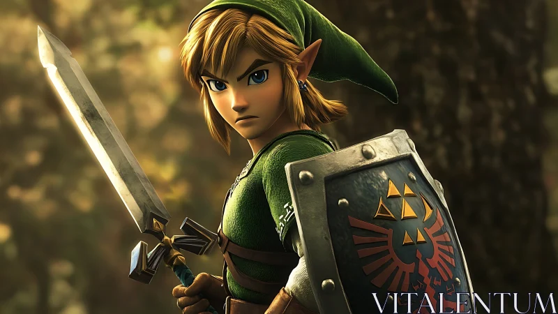 Detailed fantasy swordsman rendered in high-resolution 3D profile