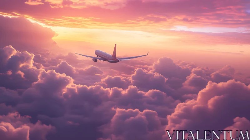 Sunset jet slips through cotton candy cloud kingdoms.