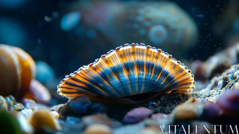Radiant seashell glows gently on a peaceful ocean floor