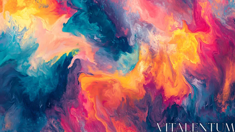 Vibrant fluid abstraction maps swirling chromatic turbulence