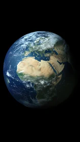 Rendered Earth sphere displays Africa, Europe and Middle East