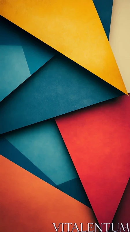 Bold geometric abstract layout with layered color panels.