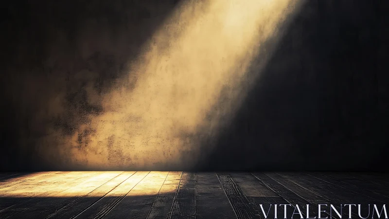 Lone spotlight of dawn carving gold into a silent room.