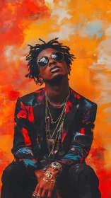 Digital painting portrait with neon streetwear and bold impasto background.