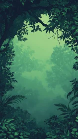 Forest canopy composition with filtered illumination.