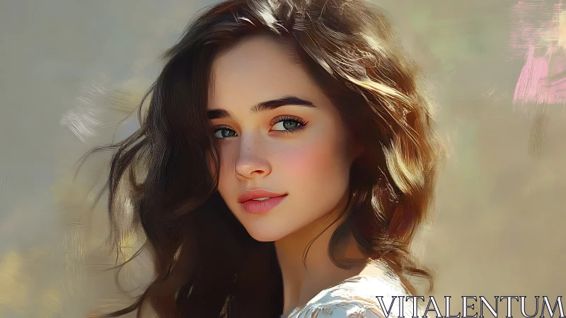 Soft-lit digital portrait captures serene youthful beauty