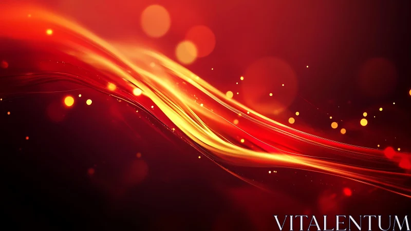 Vibrant flowing red and orange abstract waves with glowing light.