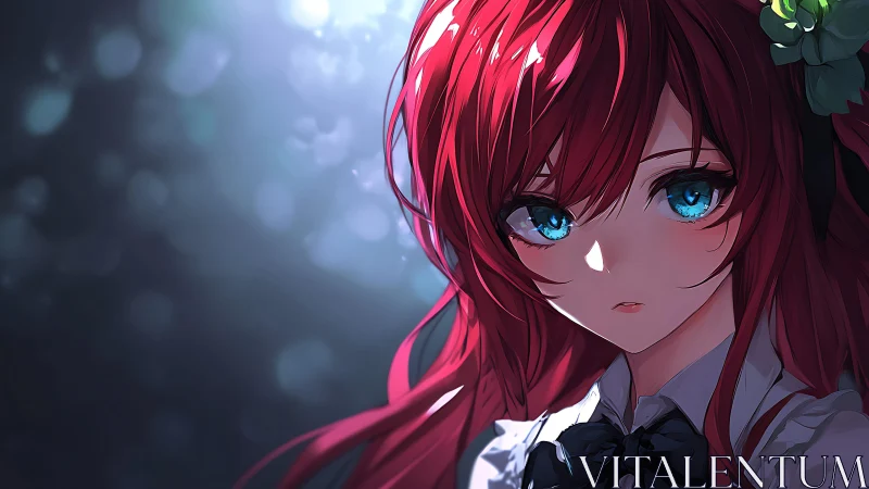 Chromatic anime portrait with high contrast ocular focus.