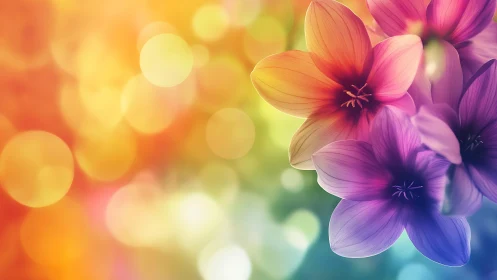 Gradient Floral Study: Layered Petals Against Chromatic Bokeh.