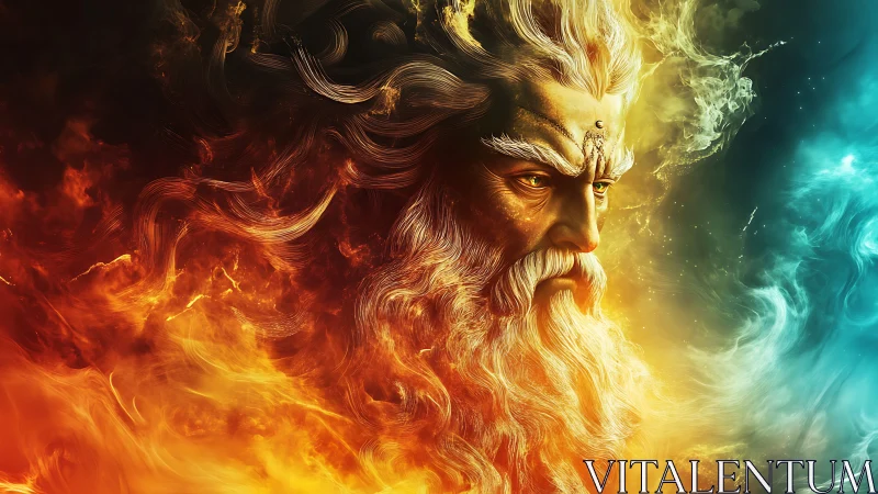 Elemental godhead commands fire and ice in vivid contrast