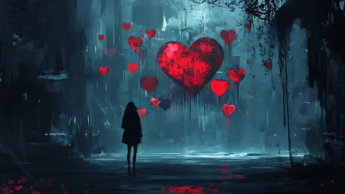 Solitary Reverie: Heart Constellation in Midnight Urban Void.
