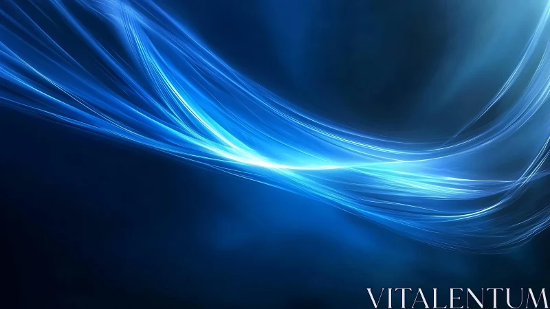 Abstract blue light waves on dark background, digital art style.