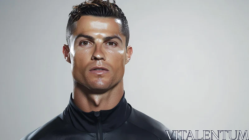 Stoic athlete stares down the lens in sleek monochrome light