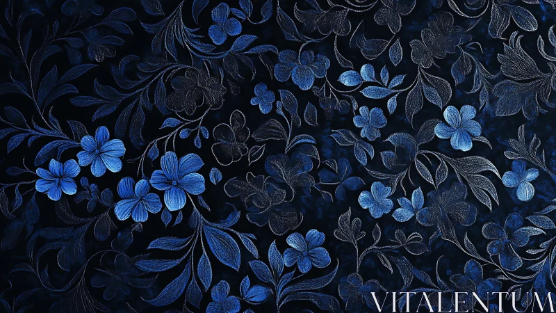 Embroidered Blooms Dance Across Midnight Velvet Canvas