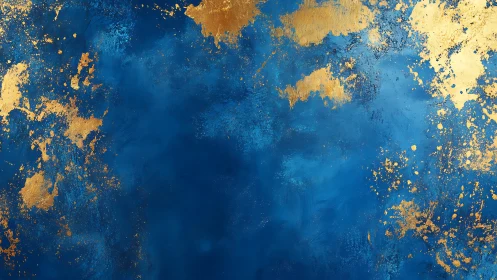 Deep blue canvas shimmers with scattered golden highlights
