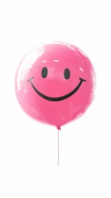 Cheerful pink smiley balloon spreading bright happy vibes.