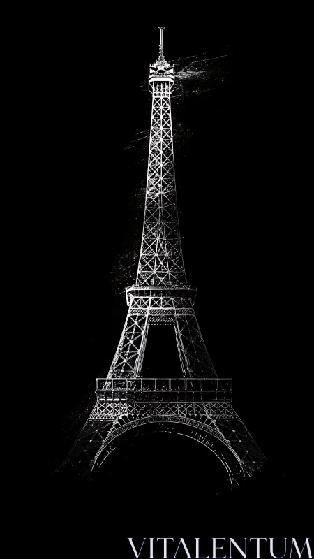 Steel-laced Eiffel silhouette etches moonlit lines in void