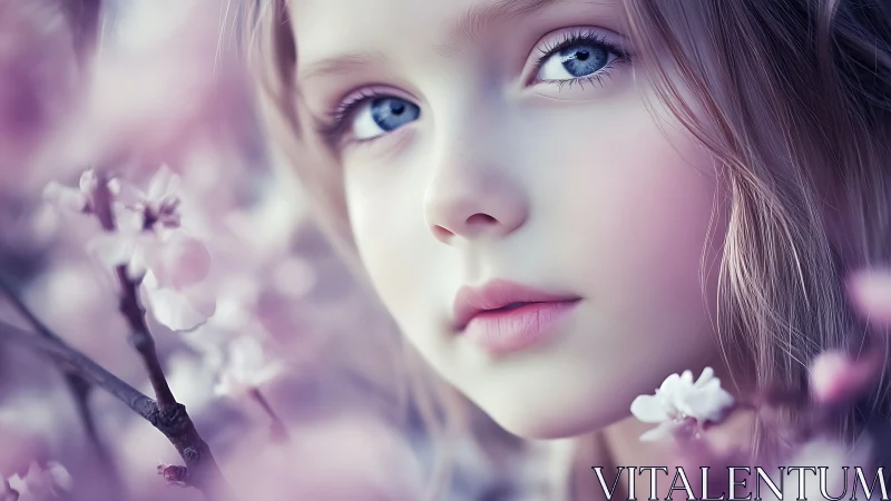 Young Female Portrait With Floral Elements.