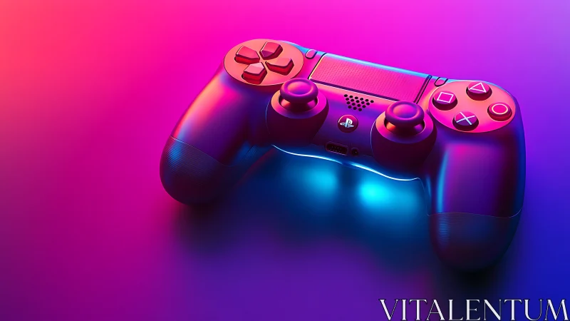 PlayStation Controller Rendered with Neon Gradient Lighting