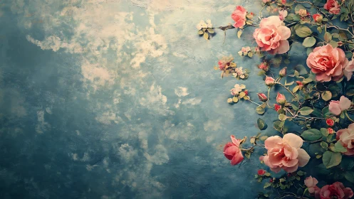 Blooming Garden Romance Meets Dreamy Sky Canvas
