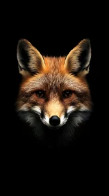 Symmetrical fox portrait isolates detailed fur texture on black