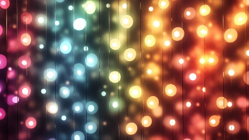 Color bokeh light curtain over dark gradient background.