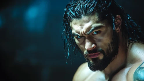 Cinematic male portrait in dramatic low-key lighting study.